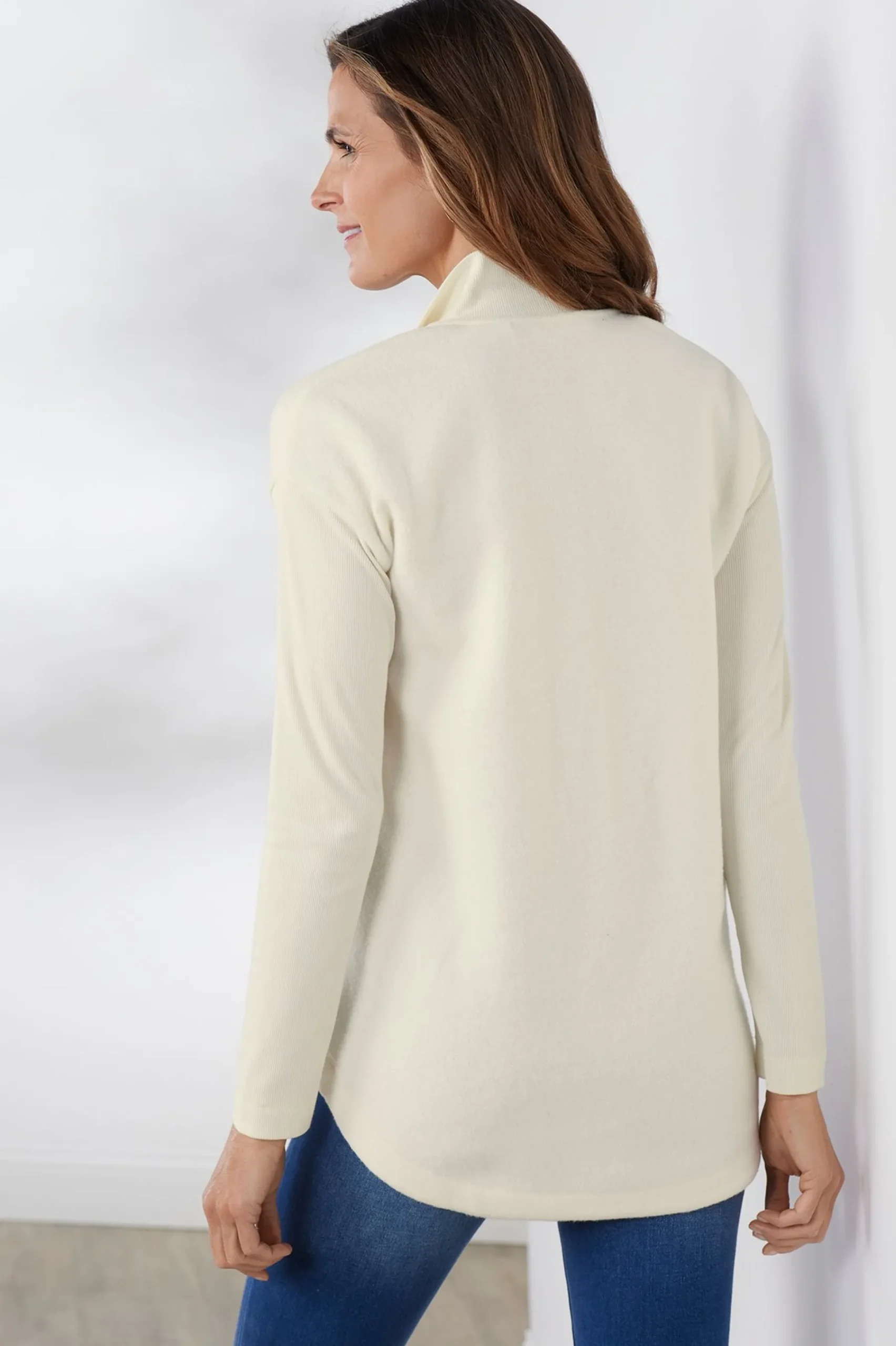adalyn_pullover_tunic_1.webp Wear Now Styles | Sweaters & Cardigans-Soft Surroundings Adalyn Pullover Tunic Grey Blue Heather