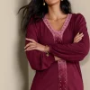 EVelvet Styles | wrist length-Soft Surroundings Adornment Top Cabernet