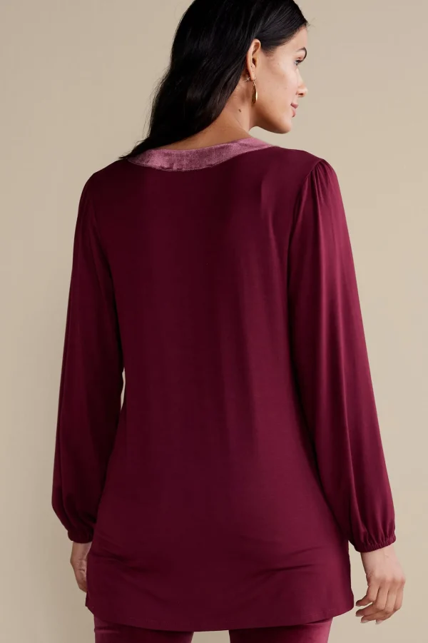 EVelvet Styles | wrist length-Soft Surroundings Adornment Top Cabernet