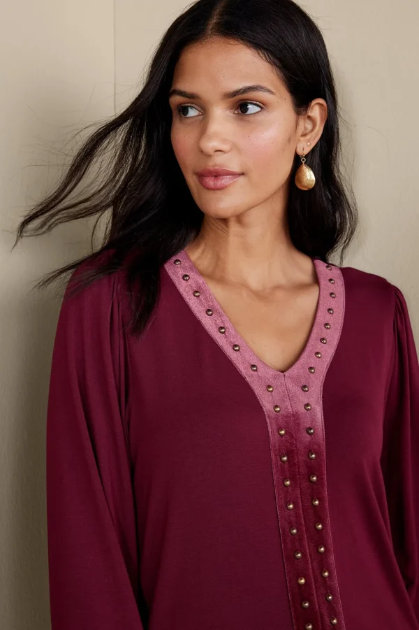 EVelvet Styles | wrist length-Soft Surroundings Adornment Top Cabernet