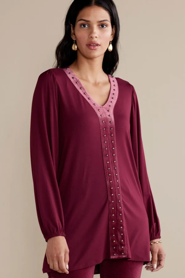 EVelvet Styles | wrist length-Soft Surroundings Adornment Top Cabernet