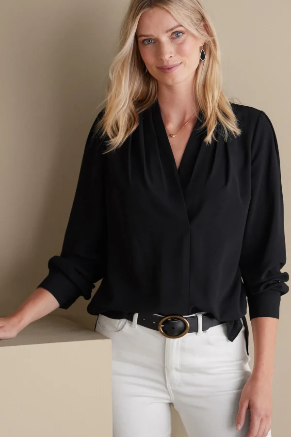 long sleeve | pullovers-Soft Surroundings Akira Blouse Garnet