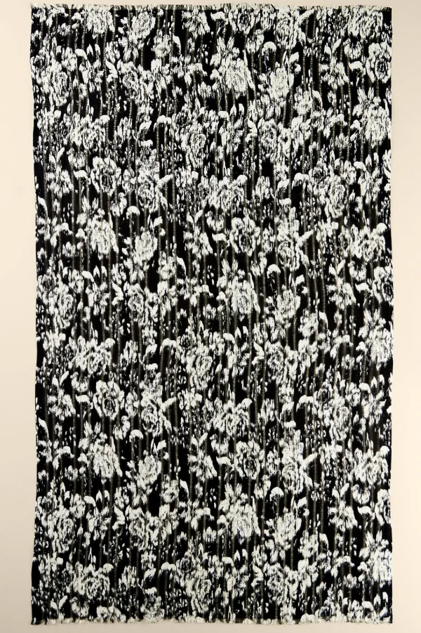 Scarves & Wraps-Soft Surroundings Alba Ikat Wrap Scarf Black/White