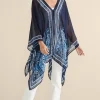 Into The Blues | Vacation Shop-Soft Surroundings Aleta Poncho Topper Blue Multi