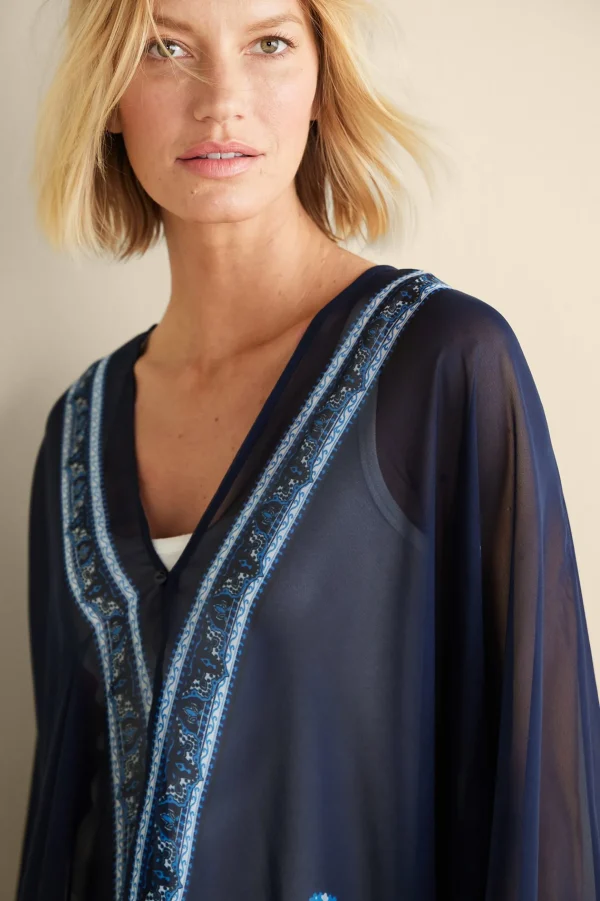 Into The Blues | Vacation Shop-Soft Surroundings Aleta Poncho Topper Blue Multi