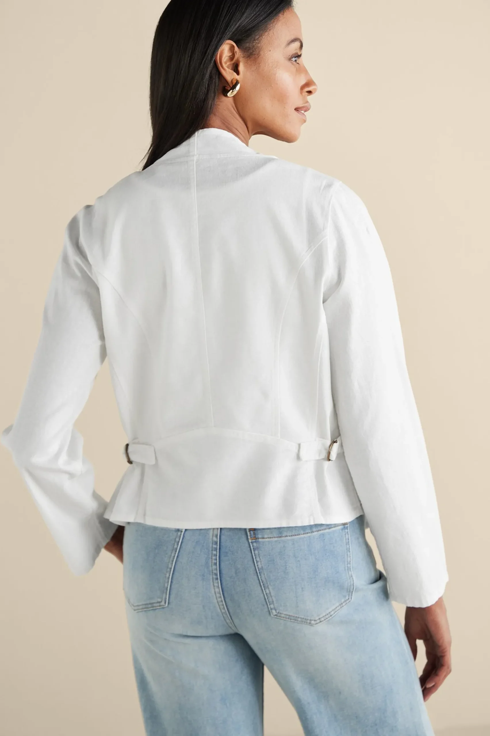 alicante_linen_blend_topp_2.webp Linen Shop | Jackets & Coats-Soft Surroundings Alicante Linen Blend Topper Black