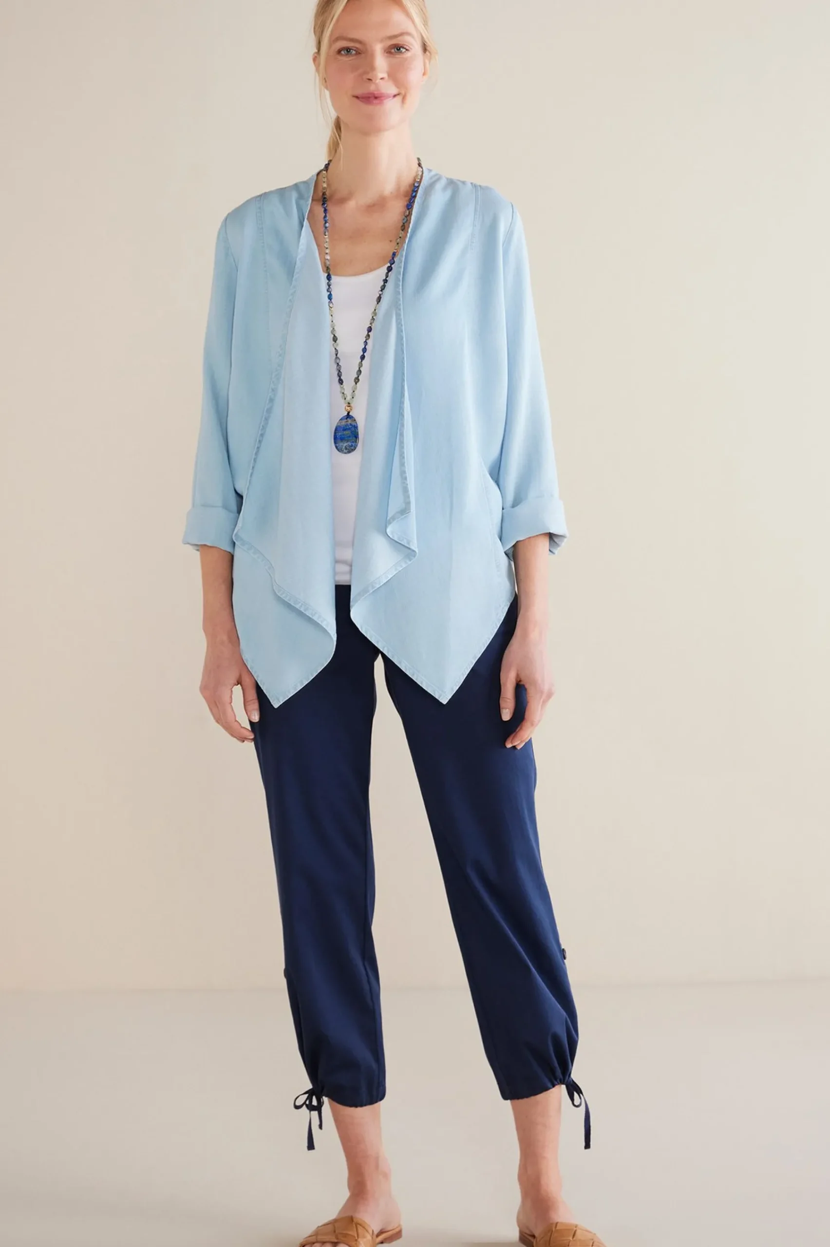 alicante_tencel_topper_1.webp Jackets & Coats-Soft Surroundings Alicante TENCEL™ Topper Light Chambray