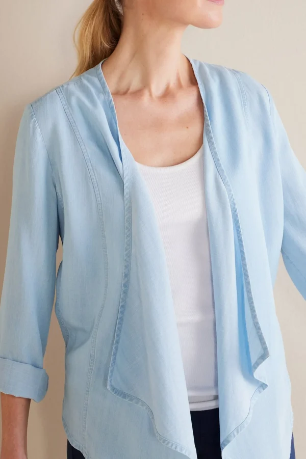 Jackets & Coats-Soft Surroundings Alicante TENCEL™ Topper Light Chambray