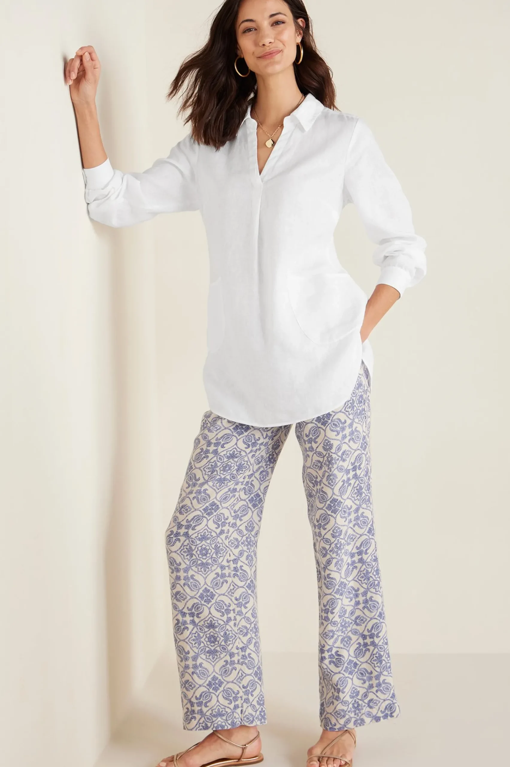 aliso_point_linen_pants_0.webp full length | wide leg-Soft Surroundings Aliso Point Linen Pants Blue Tile Print