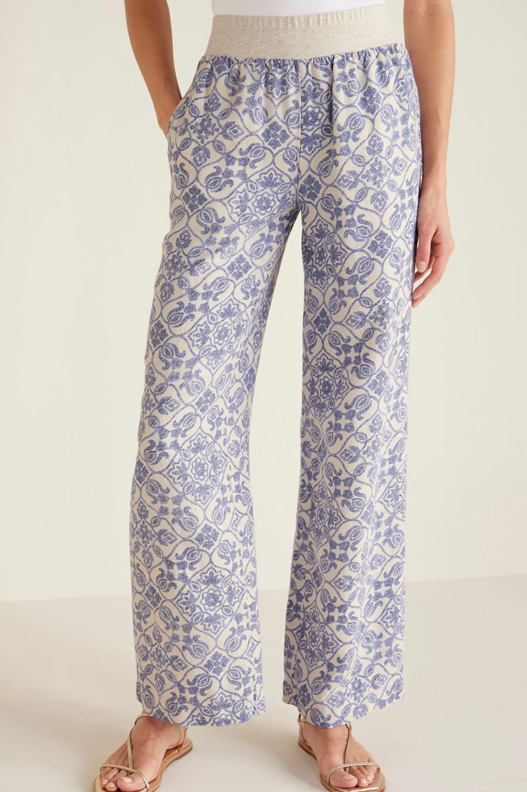 aliso_point_linen_pants_1.webp full length | wide leg-Soft Surroundings Aliso Point Linen Pants Blue Tile Print