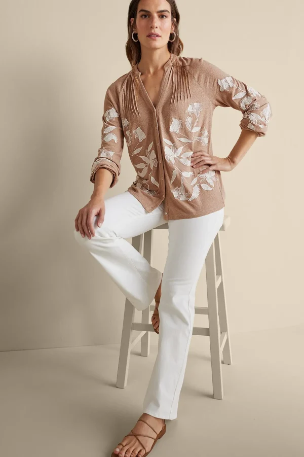 Feminine Flourish | Global Artistry-Soft Surroundings Alva Embroidered Knit Top Beige