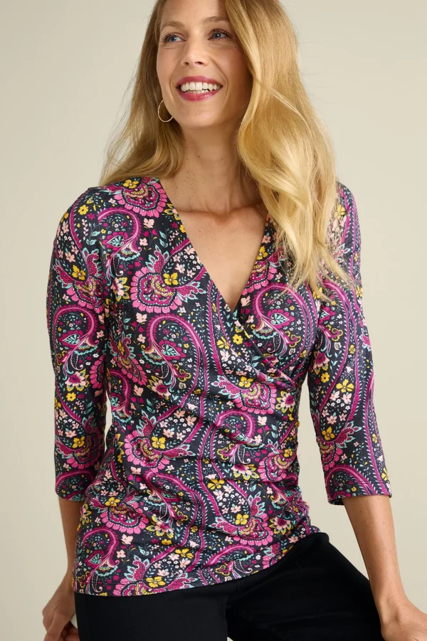 Everyday Styles | three quarter length-Soft Surroundings Alyssa Knit Top Black