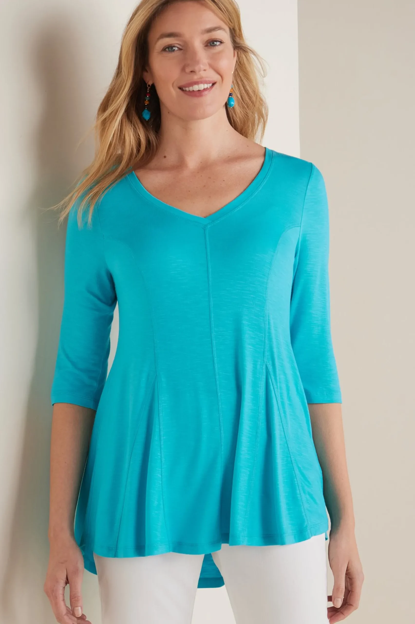 amelia_aline_tunic_0.webp three quarter length | tunics-Soft Surroundings Amelia A-Line Tunic White
