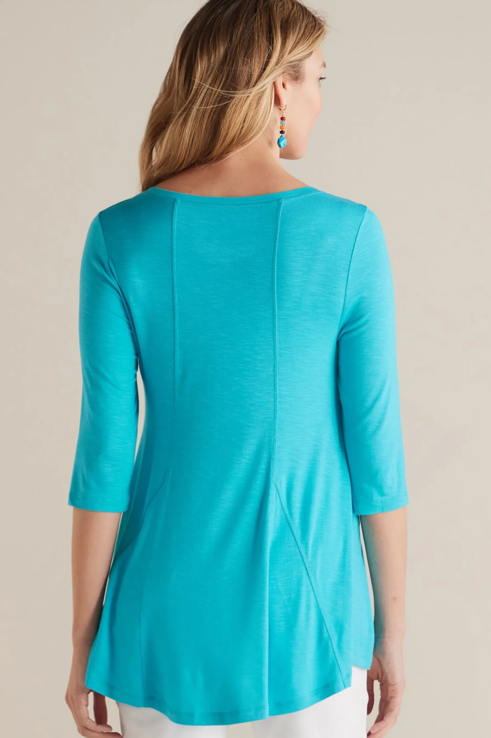 amelia_aline_tunic_2.webp three quarter length | tunics-Soft Surroundings Amelia A-Line Tunic White