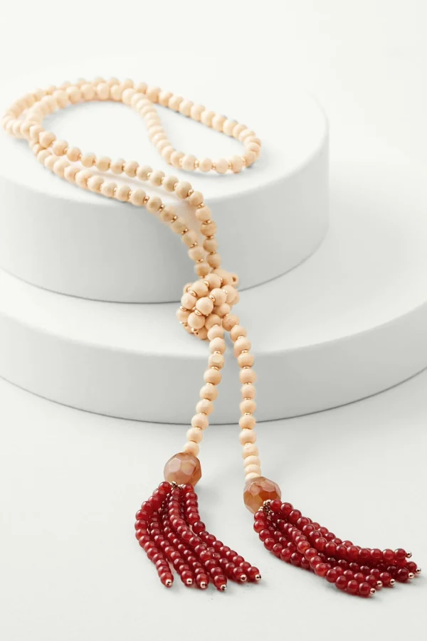 Necklaces | necklaces-Soft Surroundings Amina Tassel Lariat Necklace Red/Natural