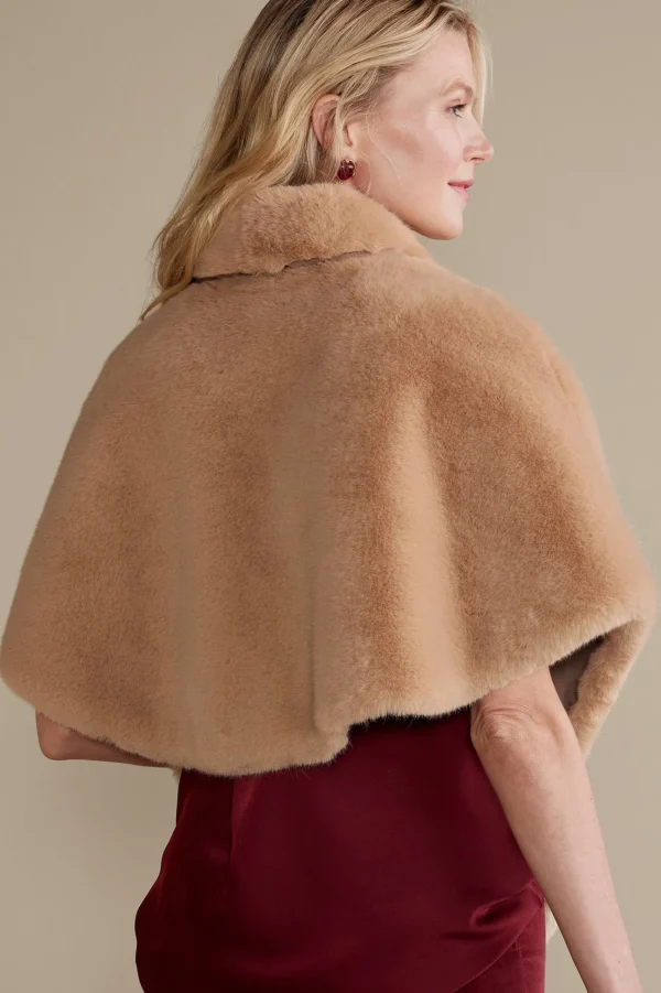 Scarves & Wraps-Soft Surroundings Anastasia Faux Fur Capelet Camel
