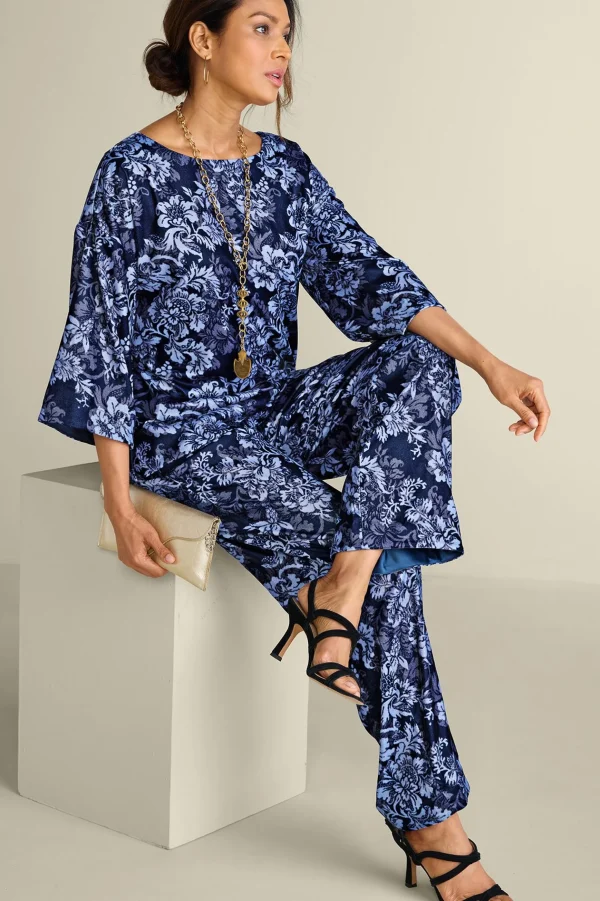 EVelvet Styles | full length-Soft Surroundings Aria Velvet Wide Leg Pants Cabernet