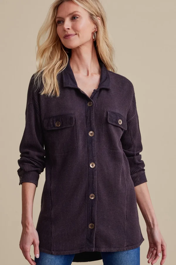 long sleeve | shirts-Soft Surroundings Audra Waffle Tunic Nightshadow Blue