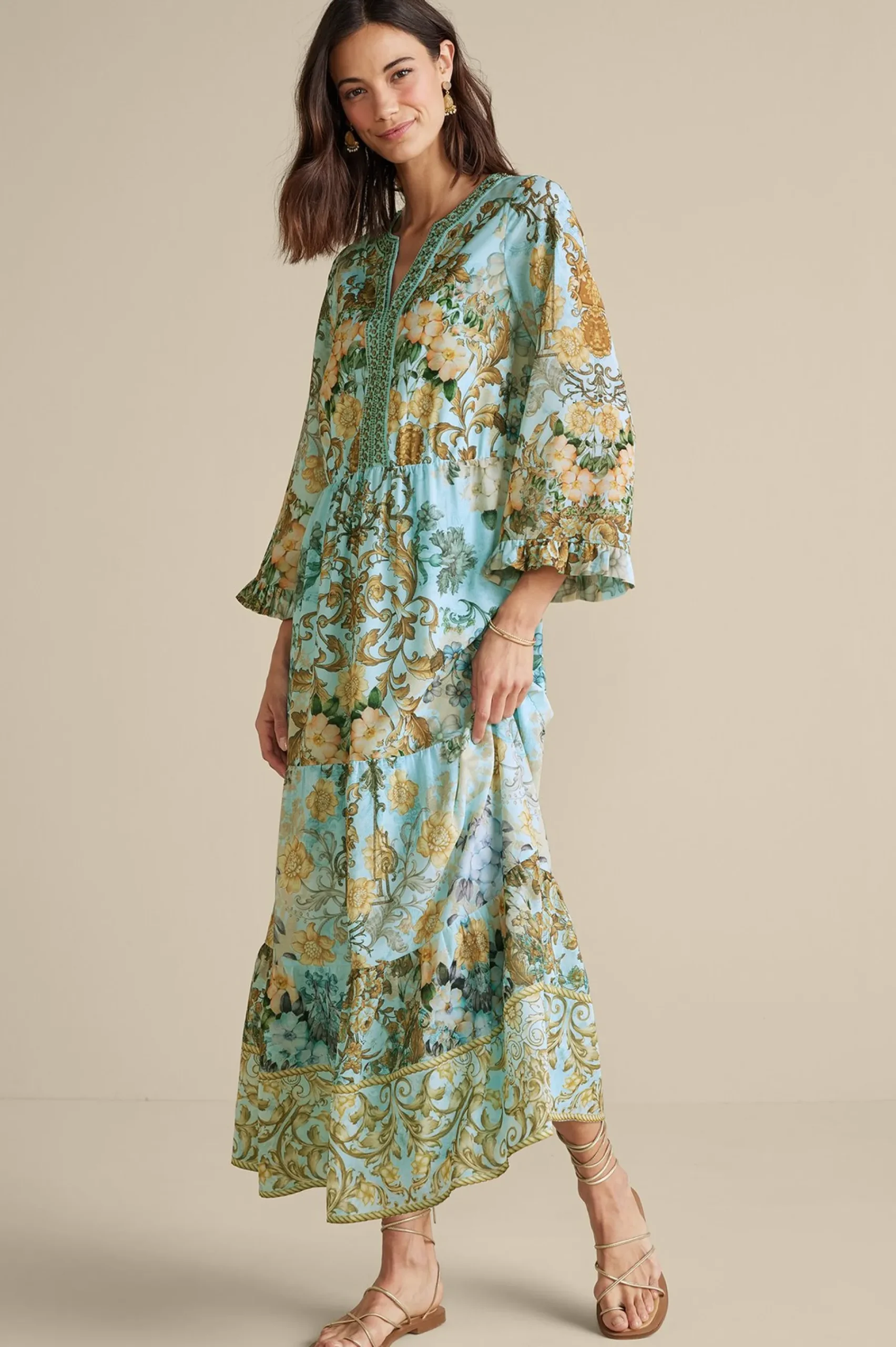 baroque_maxi_dress_1.webp Feminine Flourish | Vacation Shop-Soft Surroundings Baroque Maxi Dress Multi Floral