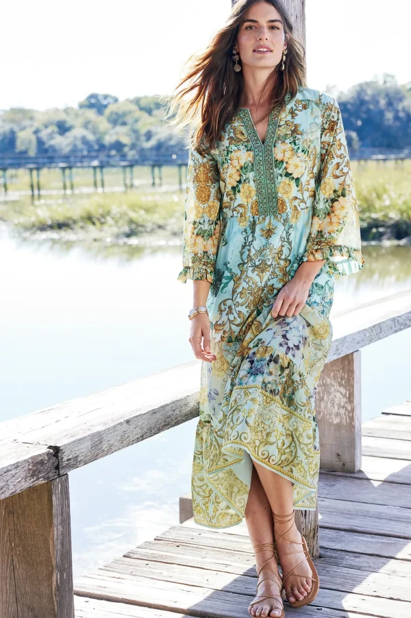 Feminine Flourish | Vacation Shop-Soft Surroundings Baroque Maxi Dress Multi Floral