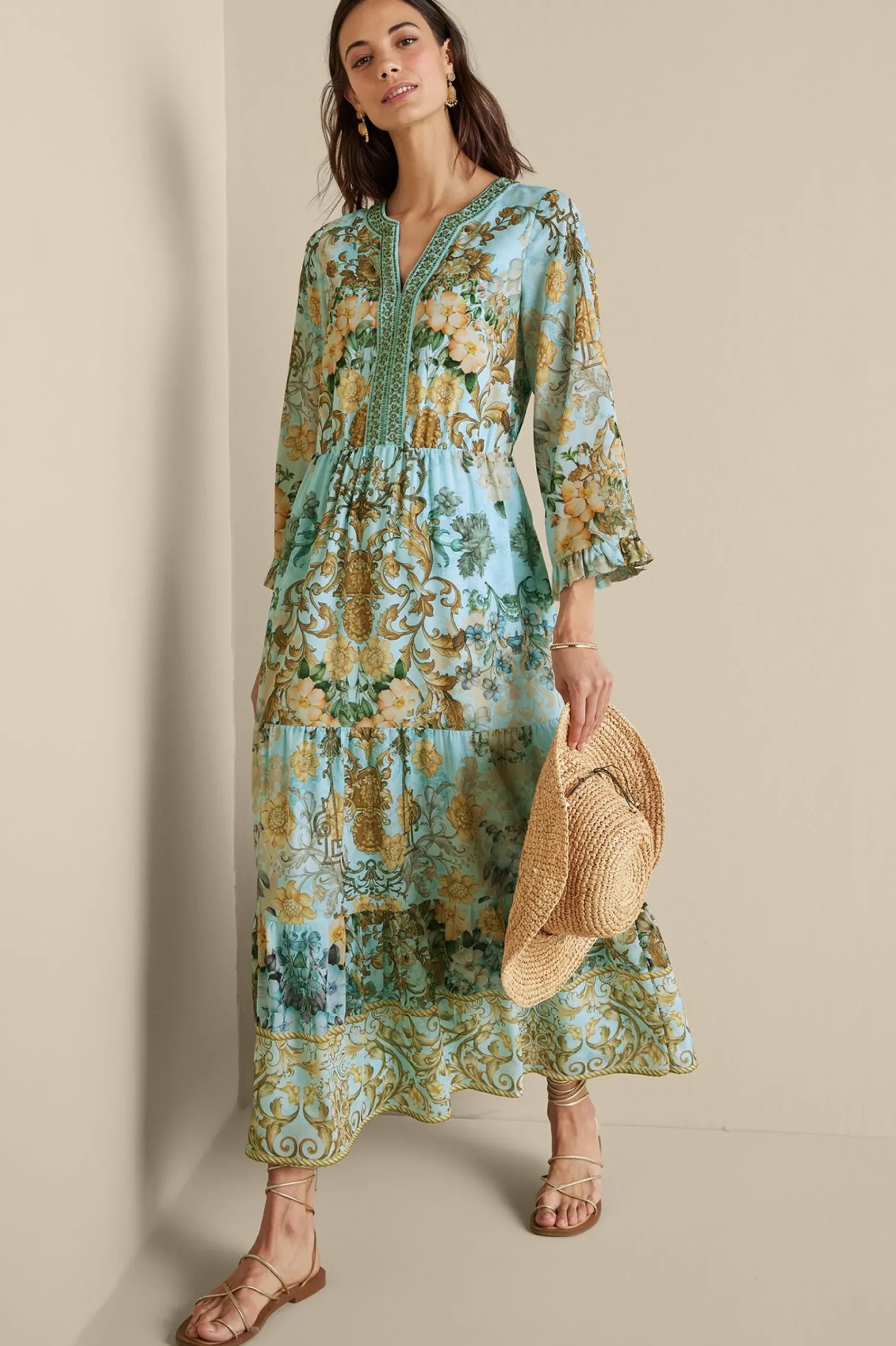 baroque_maxi_dress_5.webp Feminine Flourish | Vacation Shop-Soft Surroundings Baroque Maxi Dress Multi Floral