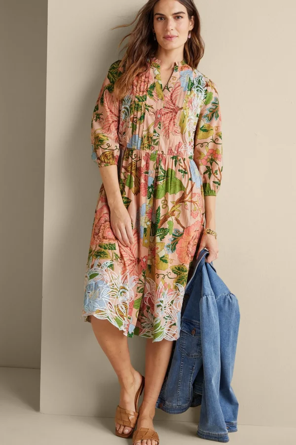 Feminine Flourish | Vacation Shop-Soft Surroundings Bellicia Embroidered Midi Dress Multi Floral