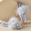 socks & slippers-Soft Surroundings Branche Kiki Feather Slipper Silver