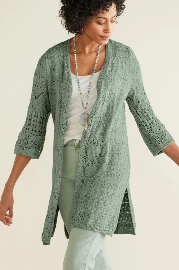Feminine Flourish | Vacation Shop-Soft Surroundings Calistoga Pointelle Cardigan Ivory Pearl