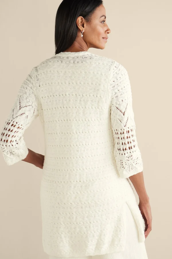 Feminine Flourish | Vacation Shop-Soft Surroundings Calistoga Pointelle Cardigan Ivory Pearl