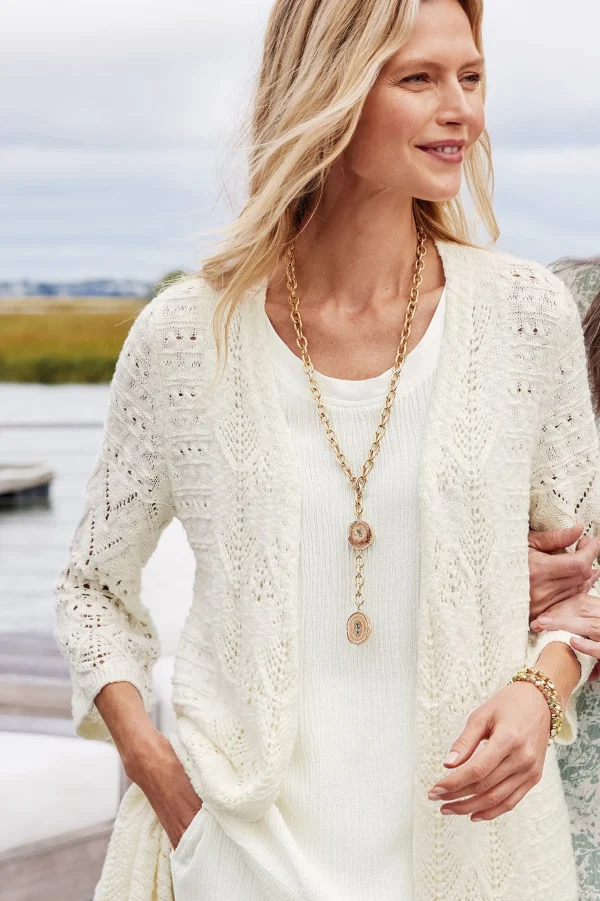 Feminine Flourish | Vacation Shop-Soft Surroundings Calistoga Pointelle Cardigan Ivory Pearl
