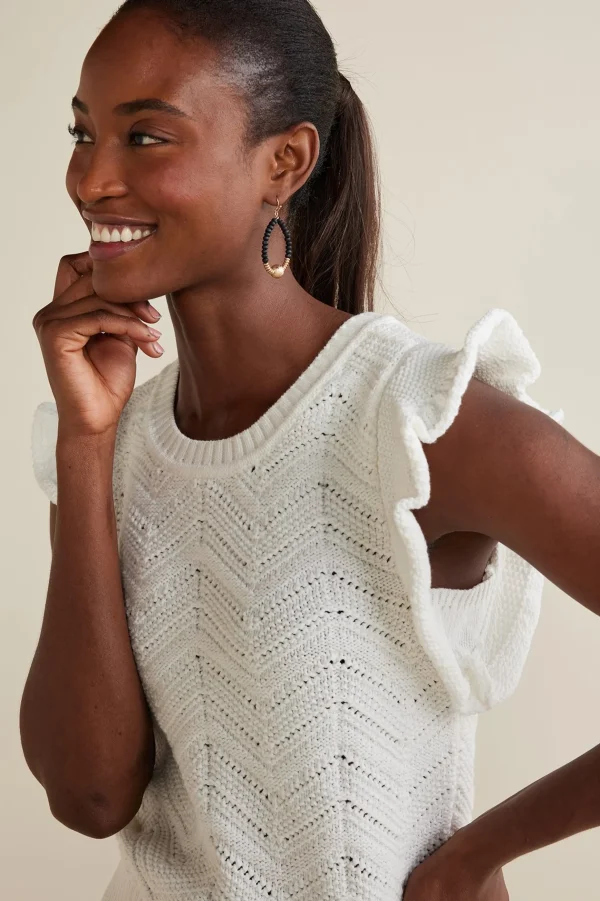 Sweaters & Cardigans | sleeveless-Soft Surroundings Celina Flutter Sleeve Sweater Ivory Pearl