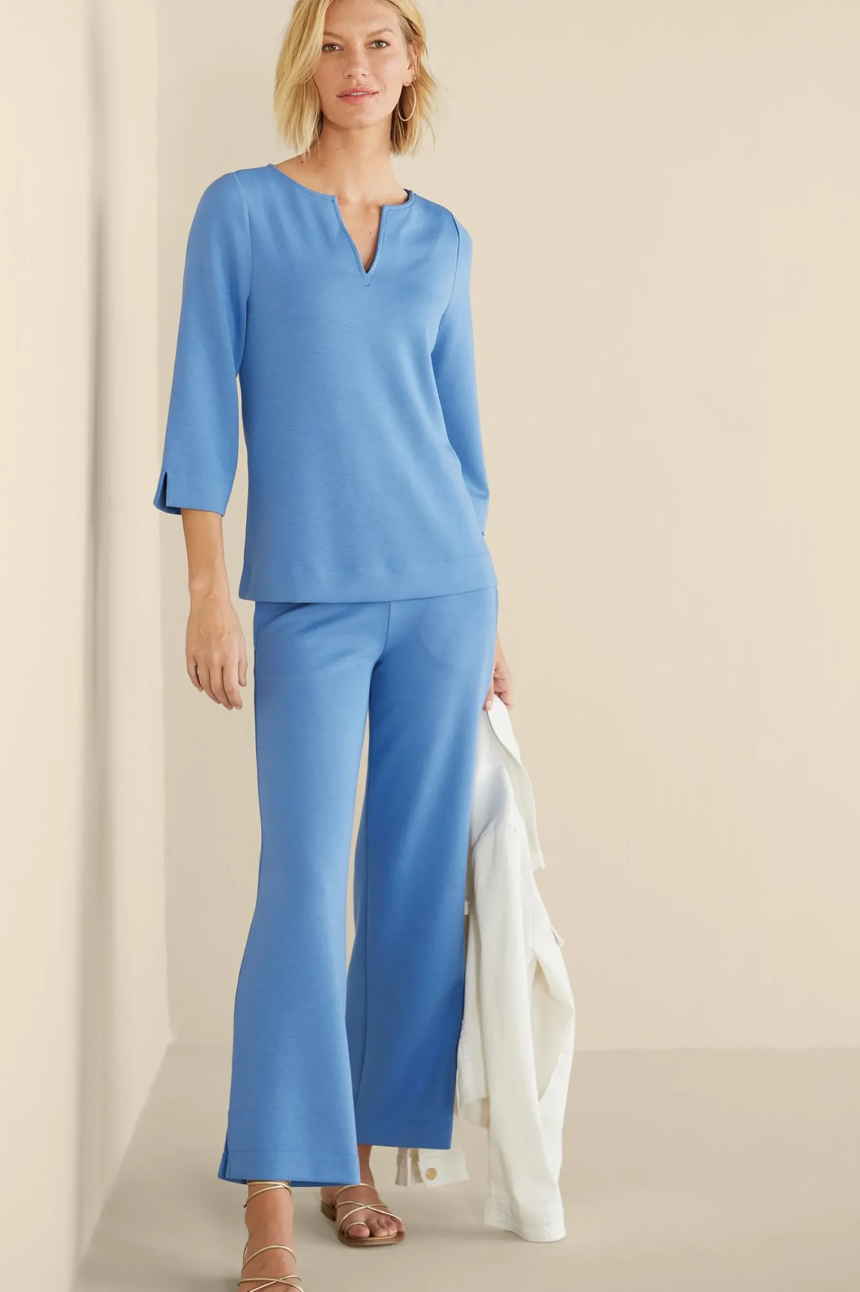 ceri_knit__sleeve_top_1.webp Into The Blues | Vacation Shop-Soft Surroundings Ceri Knit 3/4 Sleeve Top Black
