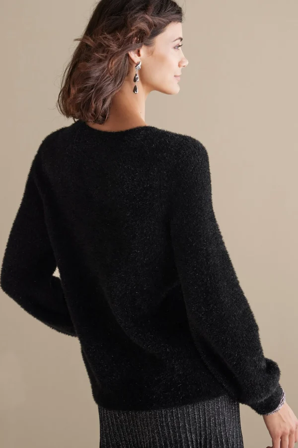 Sweaters & Cardigans | long sleeve-Soft Surroundings Ciara Sparkle Sweater Black