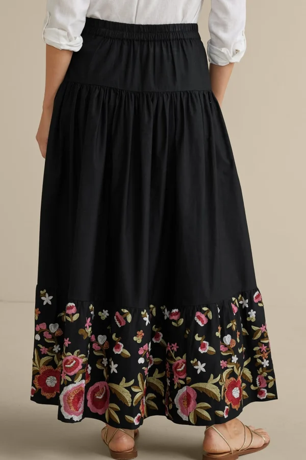 Feminine Flourish | Vacation Shop-Soft Surroundings Cindi Embroidered Maxi Skirt Black