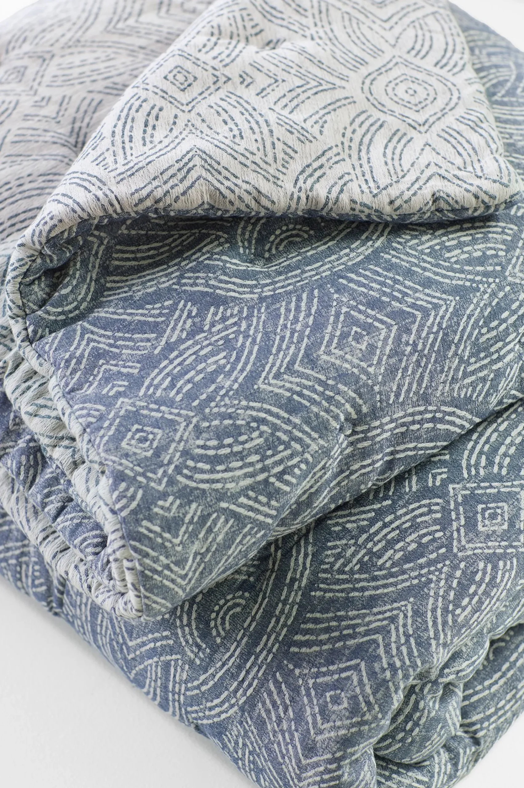 cordova_reversible_jacqua_0.webp comforters | quilts, coverlets & duvet covers-Soft Surroundings Cordova Reversible Jacquard Comforter Faded Blue