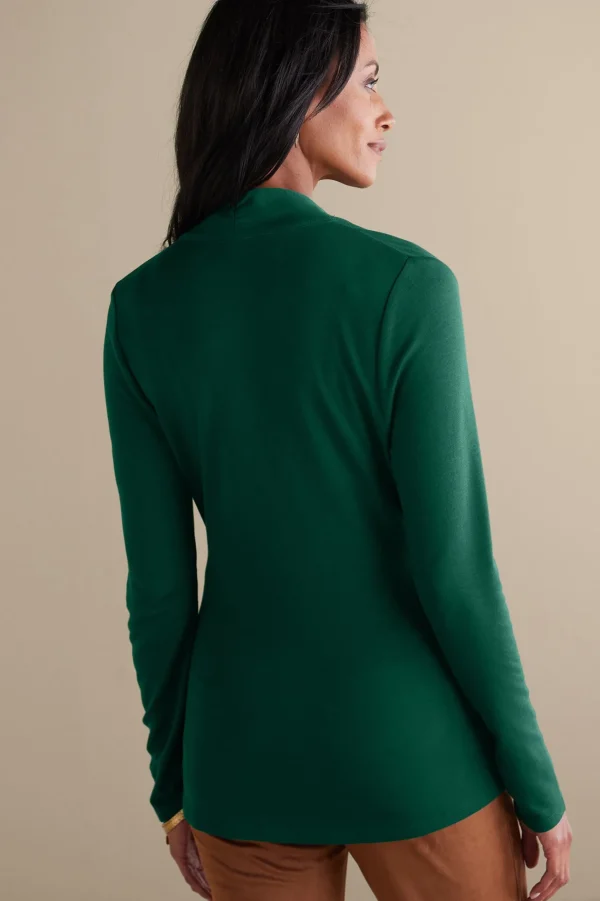 long sleeve | pullovers-Soft Surroundings Daina Top Jewel Green