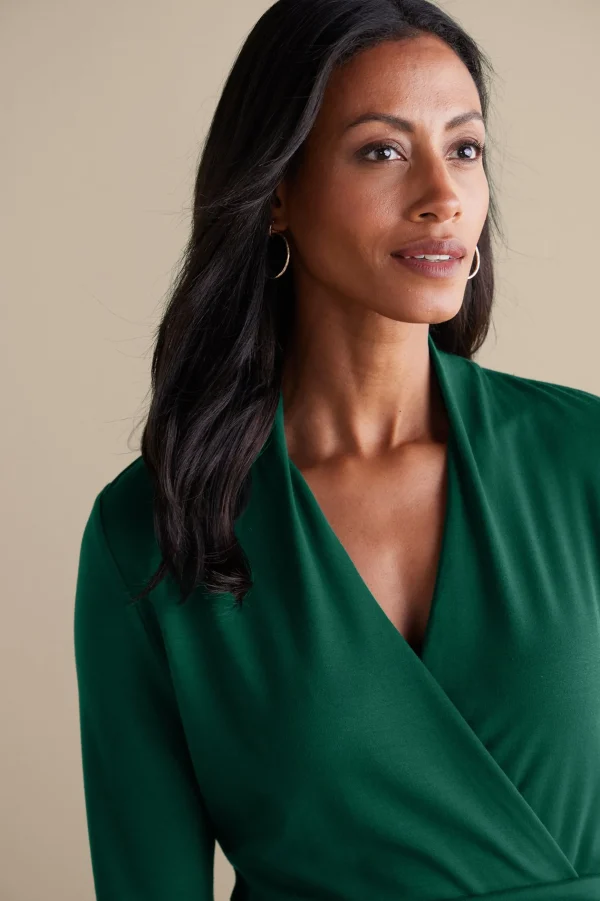 long sleeve | pullovers-Soft Surroundings Daina Top Jewel Green