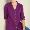 Vacation Shop | three quarter length-Soft Surroundings Danielle 3/4 Sleeve Tunic Rose Violet