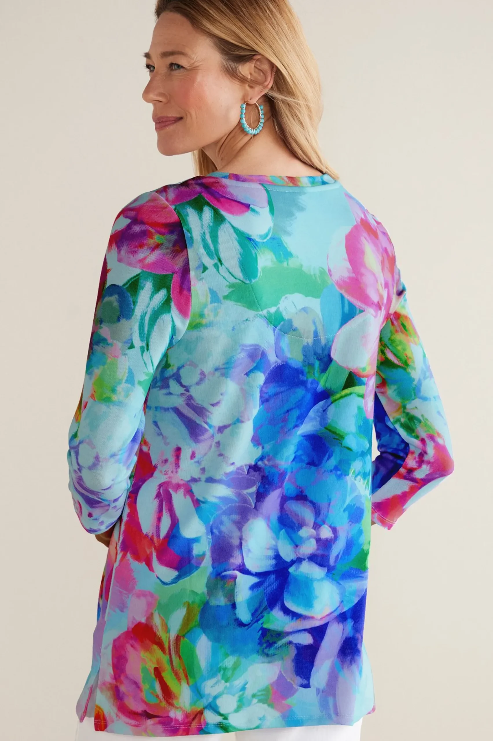 darcy_tunic_2.webp three quarter length | pullovers-Soft Surroundings Darcy Tunic Pink Spring Floral