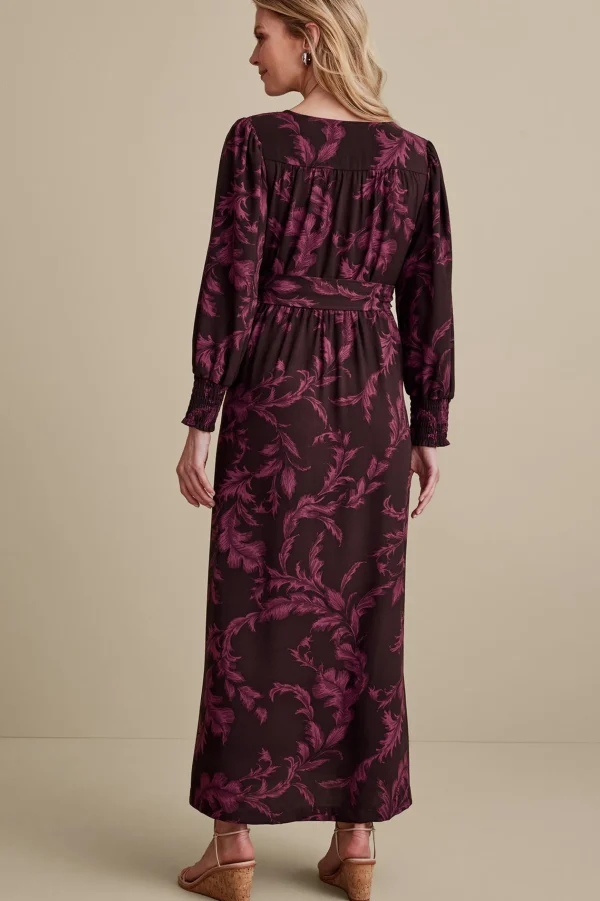 Feminine Flourish | patterned-Soft Surroundings Dianthe Dress Wine Botanical