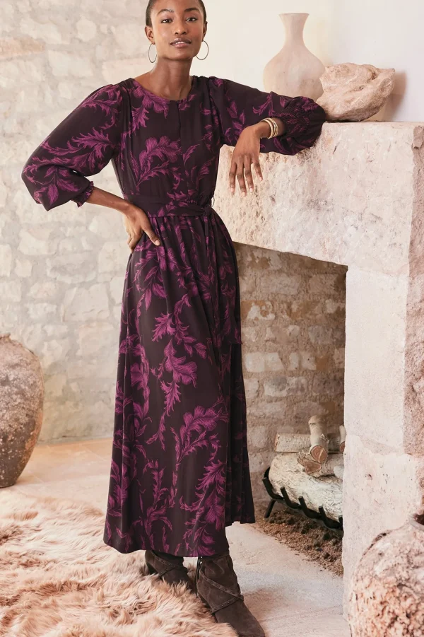 Feminine Flourish | patterned-Soft Surroundings Dianthe Dress Wine Botanical
