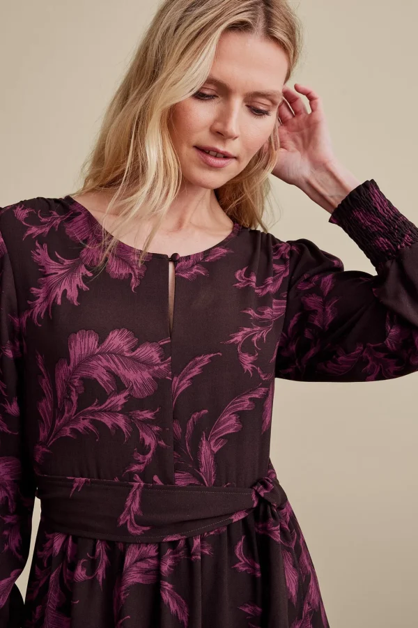 Feminine Flourish | patterned-Soft Surroundings Dianthe Dress Wine Botanical