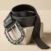 Belts-Soft Surroundings Dolly Embellished Buckle Belt Black
