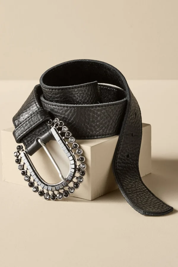 Belts-Soft Surroundings Dolly Embellished Buckle Belt Black