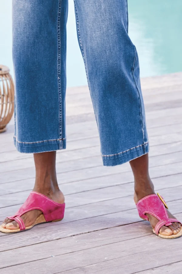 sandals | wedges-Soft Surroundings Donald Pliner Ofelia Wedge Slide Magenta