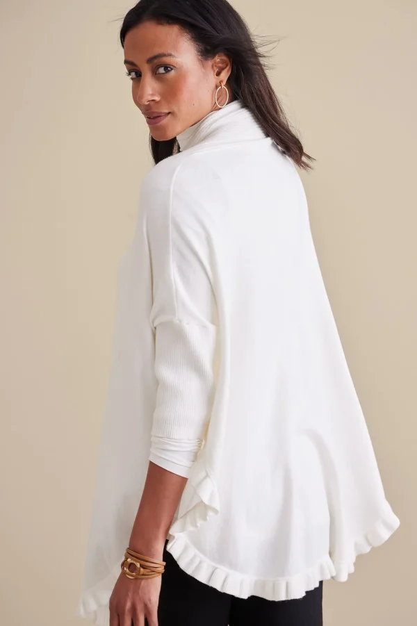 Scarves & Wraps | Feminine Flourish-Soft Surroundings Draped Ruffle Cardigan Noire