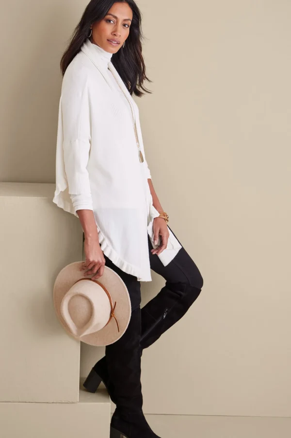 Scarves & Wraps | Feminine Flourish-Soft Surroundings Draped Ruffle Cardigan Noire