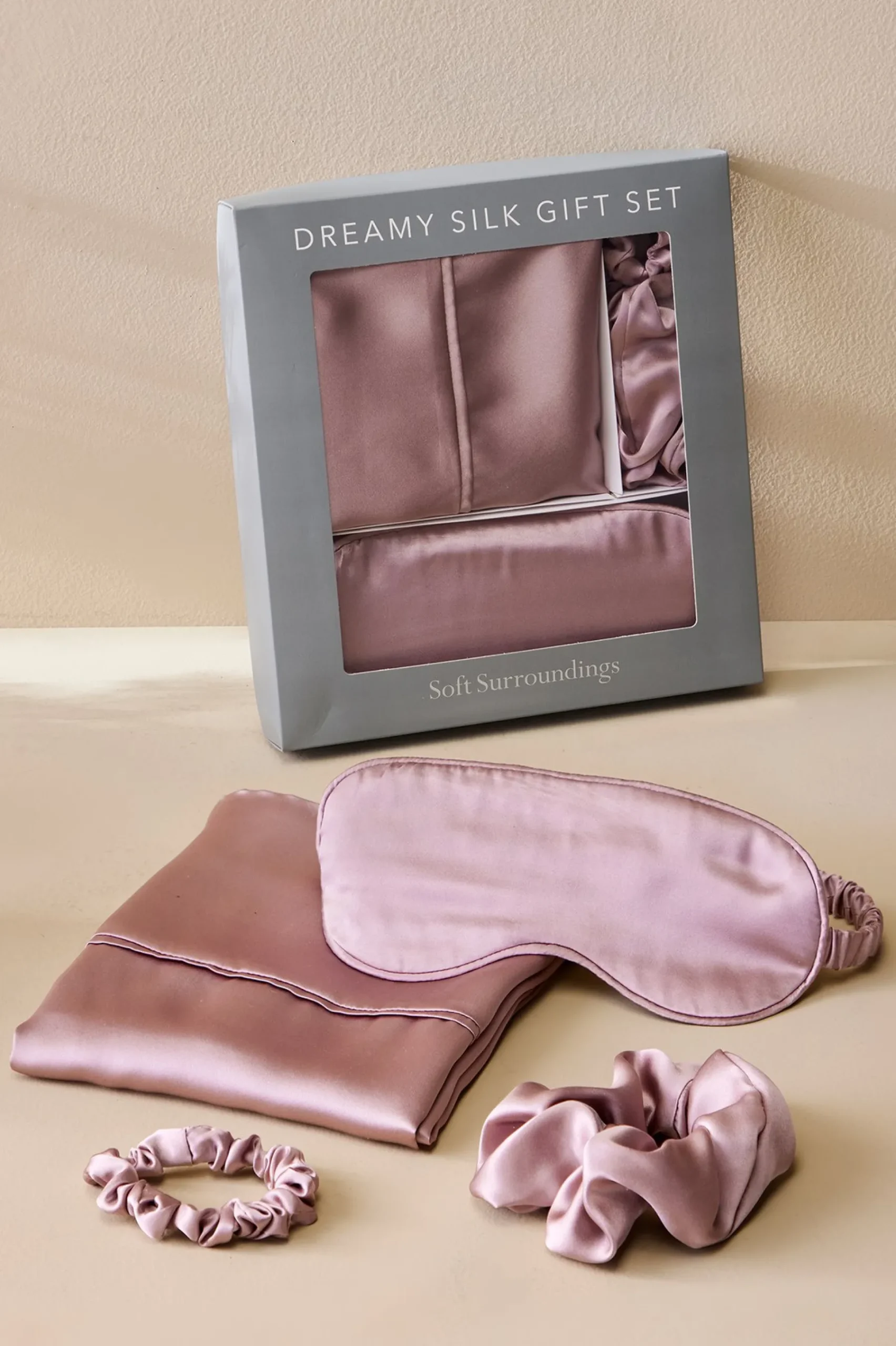 dreamy_silk_gift_set_0.webp hair care | pillowcases & shams-Soft Surroundings Dreamy Silk Gift Set Blush
