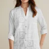 long sleeve | shirts-Soft Surroundings Eleanor Crochet Shirt White