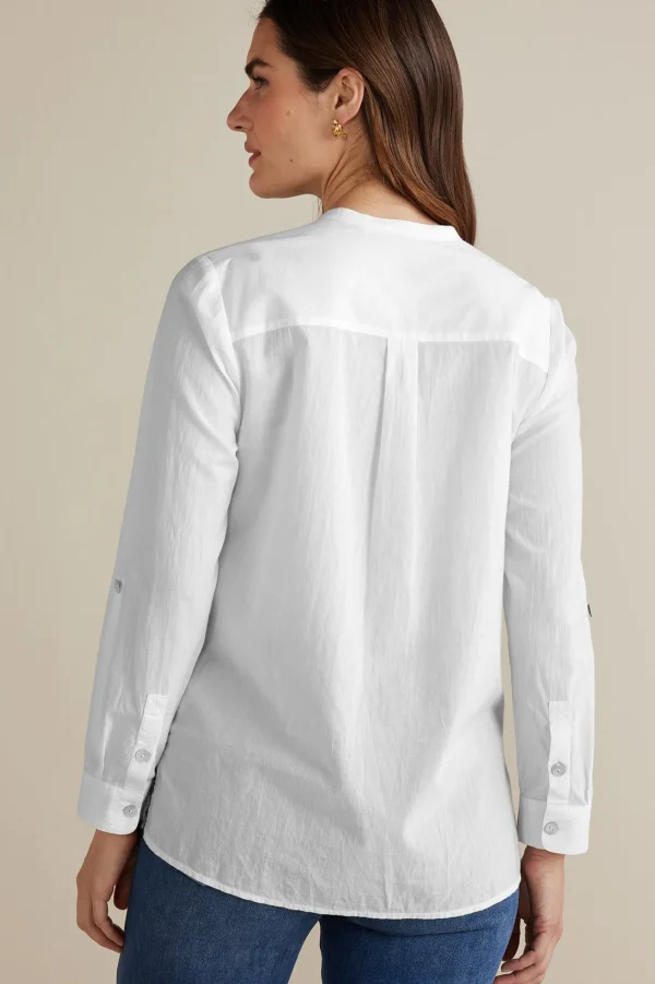 long sleeve | shirts-Soft Surroundings Eleanor Crochet Shirt White